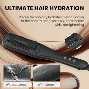 Brosse lissante ionique à vapeur avec pulvérisation d'eau hydratante pour un contrôle durable des frisottis - Product Image 4