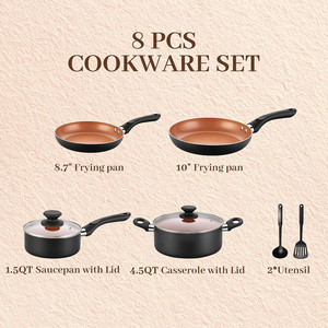 Juego de 7 Ollas con Tapas de Vidrio y Asas de Baquelita, Aptas para Lavavajillas y Horno, para Estufas de Gas e Inducción, Juego de Utensilios de Cocina de Cerámica - Product Image 2