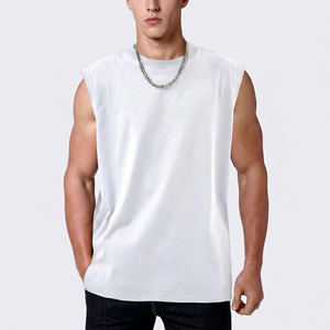 Camiseta sin Mangas Vintage para Hombre, Modelo 2026, la Más Vendida, Blanca, Cuello Redondo, Informal, Tejida, de Color Sólido, Transpirable y de Secado Rápido - Product Image 1
