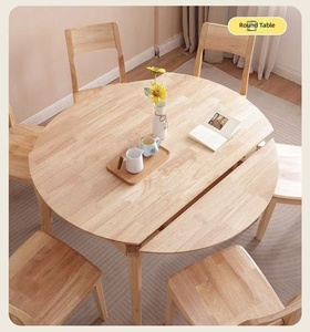 Extendable Solid Wood Dining <strong>Table</strong>, Square to Round Convertible <strong>Butterfly</strong> Leaf <strong>Table</strong>, <strong>Folding</strong> Household Dining <strong>Table</strong> With <strong>Chairs</strong> - Product Image 4