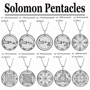 Collier en acier inoxydable avec amulette de Salomon, inaltérable et étanche, pendentif rune <span class=keywords><strong>44</strong></span> signes (Or, Bois, Eau, Feu, Terre, Lune, Soleil) - Product Image 3