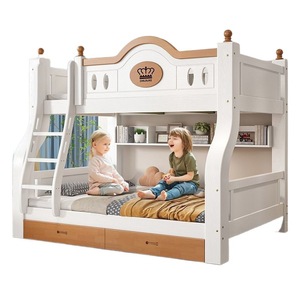 Lits blancs modernes en bois massif pour enfants Lit en bois pour enfants avec toboggan Maison solide en bois personnalisée Lits pour enfants Cadre - Product Image 3