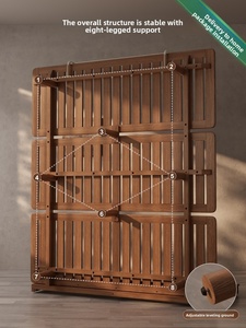 Cama <span class=keywords><strong>Queen</strong></span> de Madera de Caucho Sólido con Espacio de Almacenamiento, Muebles de Dormitorio Modernos y Minimalistas para Sala de Estar SMC081 - Product Image 5