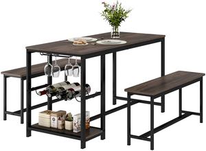 <span class=keywords><strong>Mesa</strong></span> <span class=keywords><strong>de</strong></span> <span class=keywords><strong>Cocina</strong></span> y Banco para 4 Personas, Juego <span class=keywords><strong>de</strong></span> <span class=keywords><strong>Mesa</strong></span> <span class=keywords><strong>de</strong></span> Comedor <span class=keywords><strong>de</strong></span> Madera Rústica, <span class=keywords><strong>Mesa</strong></span> <span class=keywords><strong>de</strong></span> Desayuno <span class=keywords><strong>con</strong></span> Ganchos, Botellero y Portavasos - Product Image 2