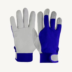 ถุงมือทำงานหนัง PU สีขาวน้ำเงิน ปลายนิ้วกันลื่น ข้อมือถัก ถุงมืออเนกประสงค์เพื่อความปลอดภัย ปราศจากน้ำยางและแป้ง - Product Image 5