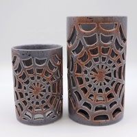 Lanterne à bougie chauffe-plat en toile d'araignée sculptée en céramique avec base interne invisible