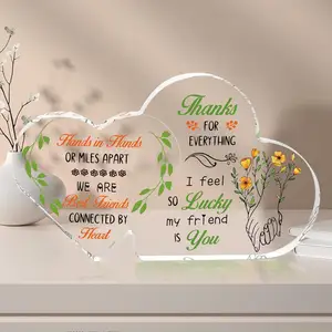 Ychon Acrylic Thank You Gift Inspirational Gifts Clear Heart Keepsake And Paperweight For Friends Colleague Teacher