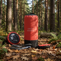 Douche solaire portable pliable BAOLONG PW1027 rouge en bâche PVC 11L avec pompe à pied pour camping et activités de plein air