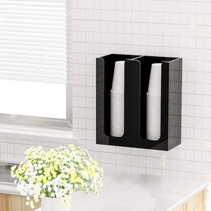 Portavasos de Papel Acrílico Personalizado para Mostrador, Caja de Almacenamiento de Vasos de Café con Rejilla Dividida, Tapa con Pajita, Diseño Superpuesto - Product Image 4