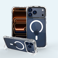 Étui magnétique transparent pour iPhone 16 15 14 Pro Max |   Pare-chocs antichoc avec support d'angle et compatible avec la charge sans fil