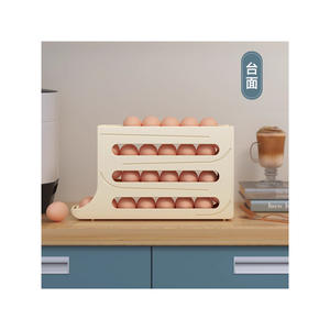Boîte de rangement à œufs roulante pour porte de réfrigérateur, organisateur empilable pour la conservation de la fraîcheur, support à œufs, plateau, conteneur alimentaire - Product Image 2
