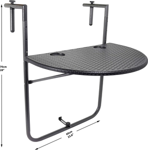 La <span class=keywords><strong>table</strong></span> suspendue au rail possè<span class=keywords><strong>de</strong></span> un cadre en métal robuste et une conception pliable, idéale pour les petits espaces tels que les cafés <span class=keywords><strong>de</strong></span> <span class=keywords><strong>terrasse</strong></span>. - Product Image 5