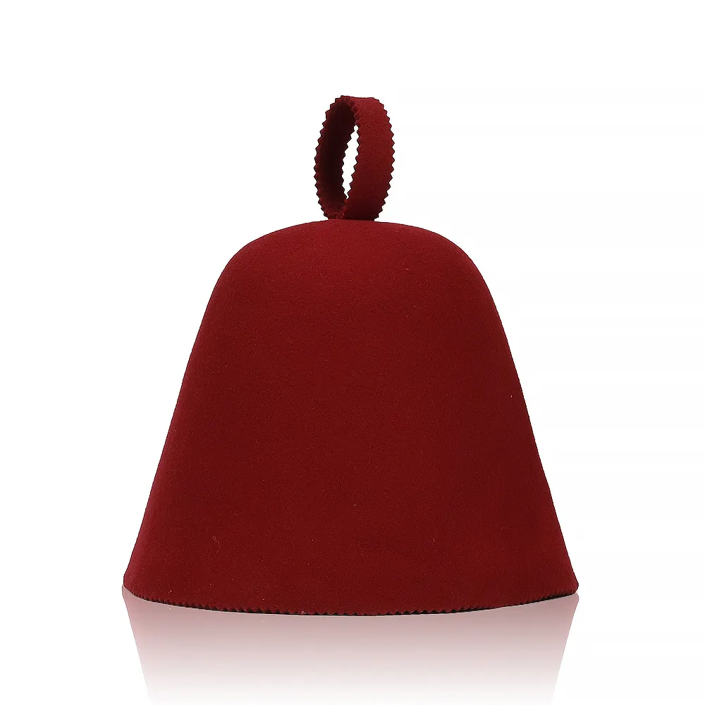 Chapéu de sauna 100% lã merino, chapéu de sauna japonês russo, bordado com logotipo personalizado, cor vermelha de alta qualidade