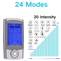 Masseur corporel électrique portable TENS à 24 modes, soulagement de la douleur musculaire, soulagement des douleurs lombaires, soulagement de la tension, réglages ajustables, USB