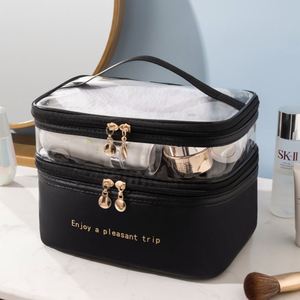 Custom Large Women Cosmetic Bags Organizer Beauty Case PU Leather Waterproof Zipper Make up Bag Travel Makeup Bag - Product Image 4