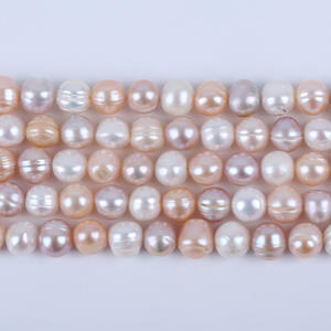 Perlas Sueltas de Agua Dulce Naturales de 18 cm, 9-10 mm, Color Blanco Polvo, Morado Mixto, para Hacer Collares - Product Image 1