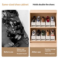 Étagère à chaussures pliable double couche en plastique, rangement domestique, gain de place, étagères à compartiments réglables, antidérapante, pour talons hauts