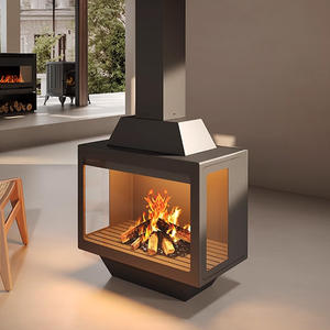 <span class=keywords><strong>Cheminée</strong></span> suspendue carrée en acier au design moderne Chauffage et décoration à haute efficacité à double usage pour le hall de l'hôtel Villa à trois vues - Product Image 3