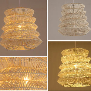 Wabi-sabi Rattan Chandelier <strong>Boho</strong> <strong>Style</strong> Wicker Lantern Lamp Decorative Ceiling <strong>Light</strong> for Dining Room &amp; Cafe - Product Image 2