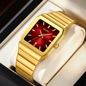 Montre à quartz pour homme de luxe avec logo personnalisé OEM/ODM, bracelet en acier inoxydable, boîtier carré, étanche, montre-bracelet tendance, vente en gros - Product Image 1