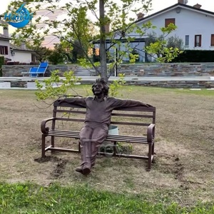 Escultura <span class=keywords><strong>de</strong></span> Bronce <span class=keywords><strong>de</strong></span> Hombre en un Banco, Tamaño Real, Estilo Moderno, Realista - Product Image 4