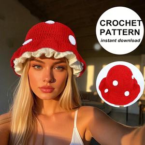 MADESHINE hecho a mano Ruffle Knit Beanie con volantes pescador Anime inspirado mujeres <span class=keywords><strong>Amanita</strong></span> Crochet Mushroom Cap Hat - Product Image 3