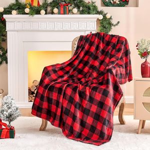 Luxurious Red &amp; Black Plaid Fleece <strong>Throw</strong> Blanket <strong>for</strong> <strong>Couch</strong> Soft &amp; Warm Buffalo Check Decor Gift <strong>for</strong> Women &amp; Men - Product Image 1