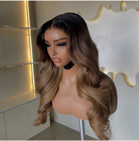 Peluca de Cabello Humano 100% con Ondas Ombre y Encaje Frontal, Densidad 180%, Cierre de Encaje HD 4x4, Pre-Desplumada, para Uso Diario