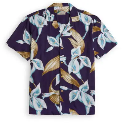 Casual Fashion Paradise Found Calla Lily Aloha Shirt Purple OEM Manufacture Tops Custom Graphic Beach Hawaiian Shirts For Men