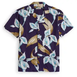 Mode décontractée Chemise paradisiaque trouvée Calla Lily Aloha Pourpre Fabrication OEM Tops Chemises hawaïennes de plage graphiques personnalisées pour hommes