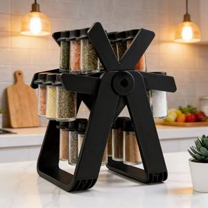 Conjunto de Potes de Vidro Giratórios em Formato de Roda Gigante para Temperos, Organizador de Condimentos para Bancada de Cozinha Doméstica - Product Image 4