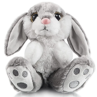 OEM & ODM Lapin en peluche mignon avec de longues oreilles tombantes et de grands yeux arc-en-ciel, animal en peluche doux, compagnon de lit adorable