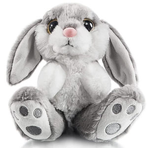 Peluche Coniglietto OEM & ODM con Orecchie Lunghe e Morbide e Grandi Occhi Arcobaleno, Coniglio Imbottito Seduto, Dolce Compagno per il Sonno - Product Image 1