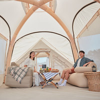 Tente de camping gonflable à dôme rond 4-5 personnes tente de glamping pour le camping familial avec pompe tente à air Camping gonflable en plein air