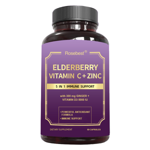 Rosebest OEM Private Label Halal Biologische Zink & Vitamine C en Vlierbessenextract Capsules Supplement met Gember ter ondersteuning van het immuunsysteem - Product Image 1