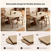 Ensemble table et chaises en bois massif et dalle de pierre, style médiéval, table à manger rectangulaire extensible et pliable en travertin, double usage