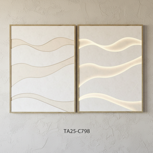 Quadro su Tela Minimalista Geometrico con LED, Arte Moderna per Soggiorno, Grande Dipinto da Appendere - Product Image 1