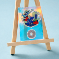 Présentoir rectangulaire en acrylique holographique personnalisé avec motif animal du zodiaque chinois et motif pièce de monnaie ajourée, souvenir de bureau, cadeau en gros