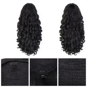 <span class=keywords><strong>Queue</strong></span> <span class=keywords><strong>de</strong></span> <span class=keywords><strong>cheval</strong></span> synthétique pré-collée pour <span class=keywords><strong>femme</strong></span>, en fibre haute température, avec cordon <span class=keywords><strong>de</strong></span> serrage, style Yaki, Afro Wave, Water Wave, courte, volumineuse et bouclée - Product Image 2