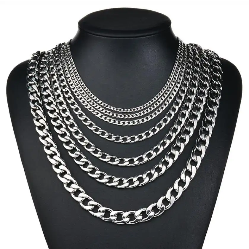 Wholesale Custom 316L Stainless Steel Thick NK Figaro Chain Necklace for Men Women Hip Hop 18K Gold Plated Flat Chain Jewelry