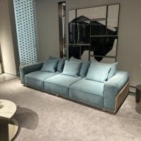 Luxus italienische moderne 4-Sitzer gerade Sofa dunkelgrün Leder Stoff Luxus Wohnzimmer Möbel Set
