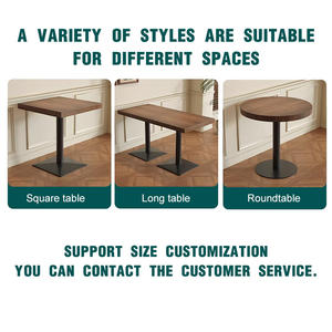 طاولة قهوة عصرية لغرفة المعيشة بقاعدة معدنية وسطح خشبي، أثاث منزلي، طقم طاولة طعام، طاولة مطبخ - Product Image 4