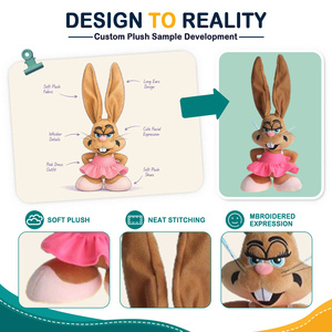 Peluche Personalizzato Coniglio Divertente con Denti Sporgenti, Animale Imbottito in Abito, Produttore di Bambole Cartoon OEM ODM - Product Image 2