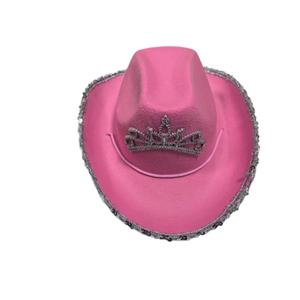 <span class=keywords><strong>Sombrero</strong></span> de <span class=keywords><strong>Vaquero</strong></span> con Corona de <span class=keywords><strong>Princesa</strong></span>, Borde con Lentejuelas Brillantes, Estilo Occidental, para Navidad, Halloween y Eventos de Disfraces - Product Image 2