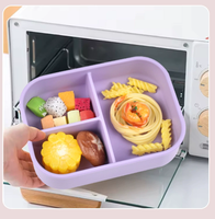 Boîtes à lunch bento en silicone écologique pour enfants, contenant de stockage de collations sans BPA pour micro-ondes, avec logo personnalisé