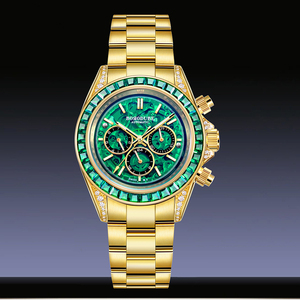 Reloj Mecánico Cronógrafo con Esfera Azul de Moda, 40 mm, Chapado en Oro, Acero Inoxidable, Resistente al Agua 50 m, para Hombre - Product Image 2