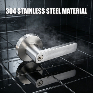 Tianyi Brushed Stainless Steel Door Handle Lever <b>Lock</b> Round Rosette <b>Keyed</b> Entry Modern Interior Bedroom Hardware Lockset - Product Image 3