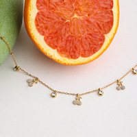 Colliers classiques en acier inoxydable plaqué or 18 carats pour femmes, avec pendentifs cerises en strass