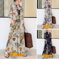Nouvelle Robe Chemise Longue Femme en Coton et Lin à Manches Longues, Boutons Floraux, Style Printemps Musulman Simple, Ample et Décontractée Maxi Longue