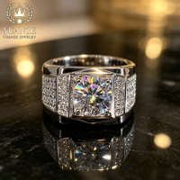 Bague pour homme en argent 925 personnalisée en gros, certifiée GRA, avec moissanite carrée, entièrement sertie de diamants, bijoux de luxe pour homme